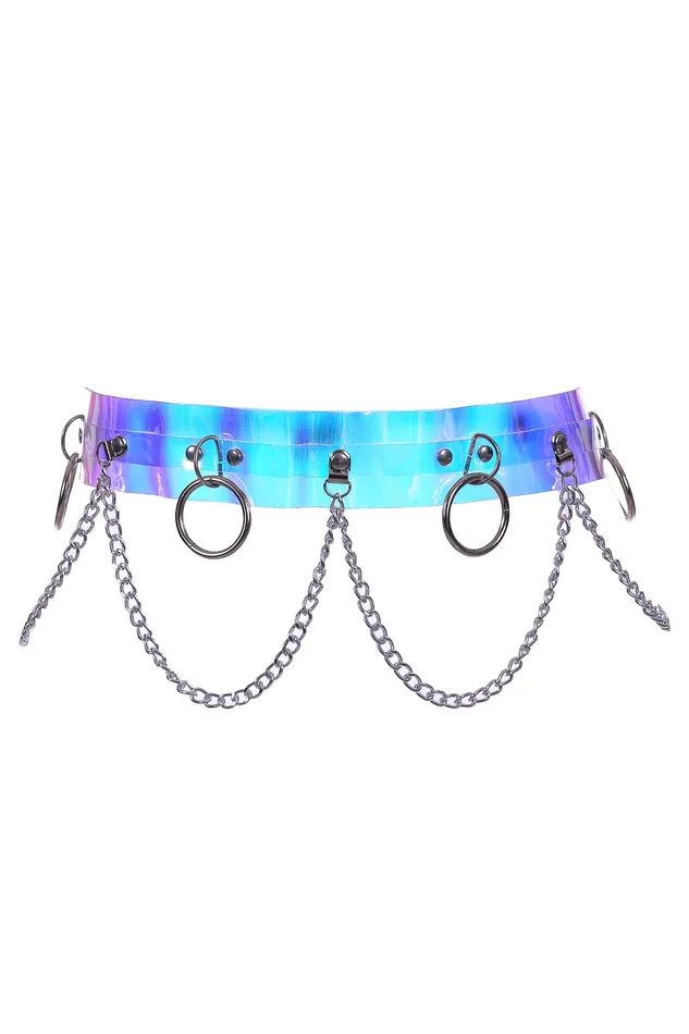 Earrings Iridescent Hoop Chain Belt THE LUMi SHOP