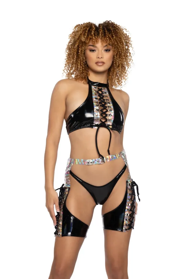 Earrings JValentine Inc JR109 PVC Prism LaceUp Chaps
