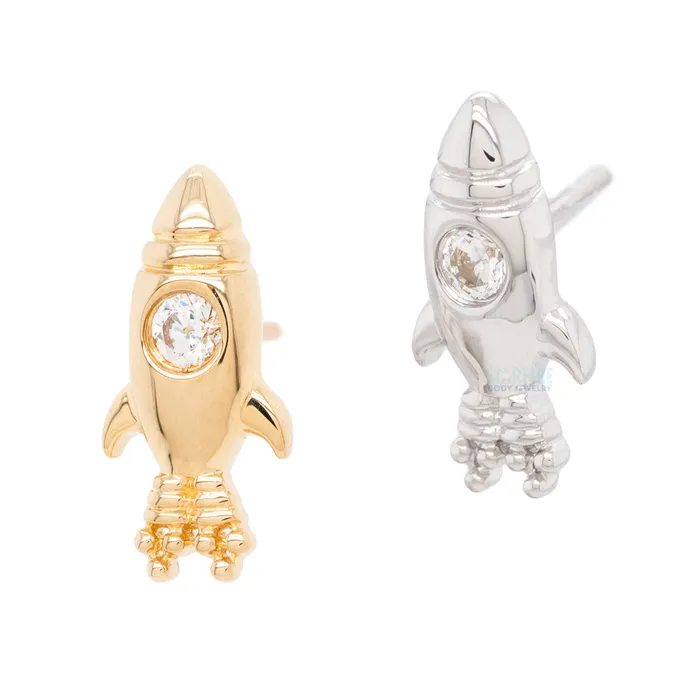 Earrings Junipurr Jewelry threadless Blast Off End in Gold with CZ