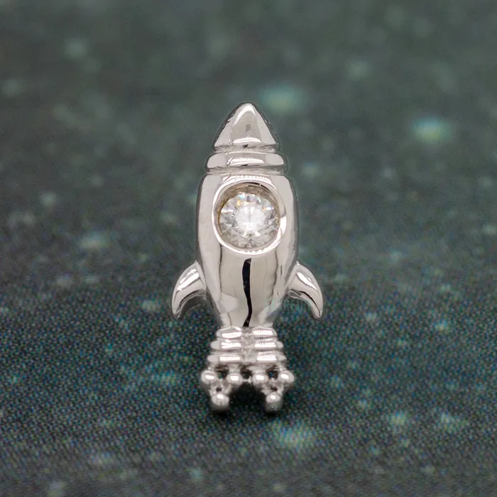 Earrings Junipurr Jewelry threadless Blast Off End in Gold with CZ