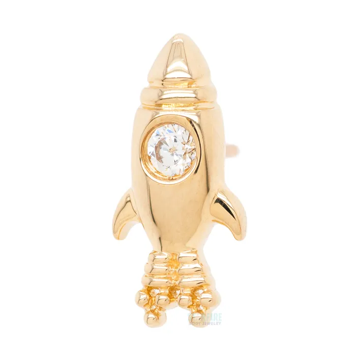 Earrings Junipurr Jewelry threadless Blast Off End in Gold with CZ