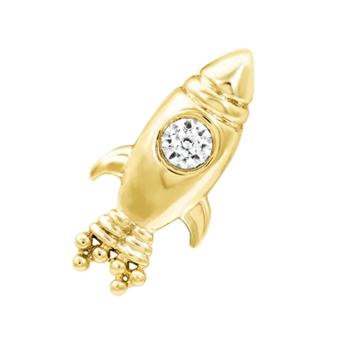 Earrings Junipurr Jewelry threadless Blast Off End in Gold with CZ