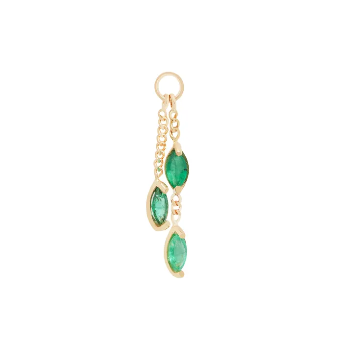 Earrings Maya Jewelry West Marin Chain Charm in Gold with Emerald