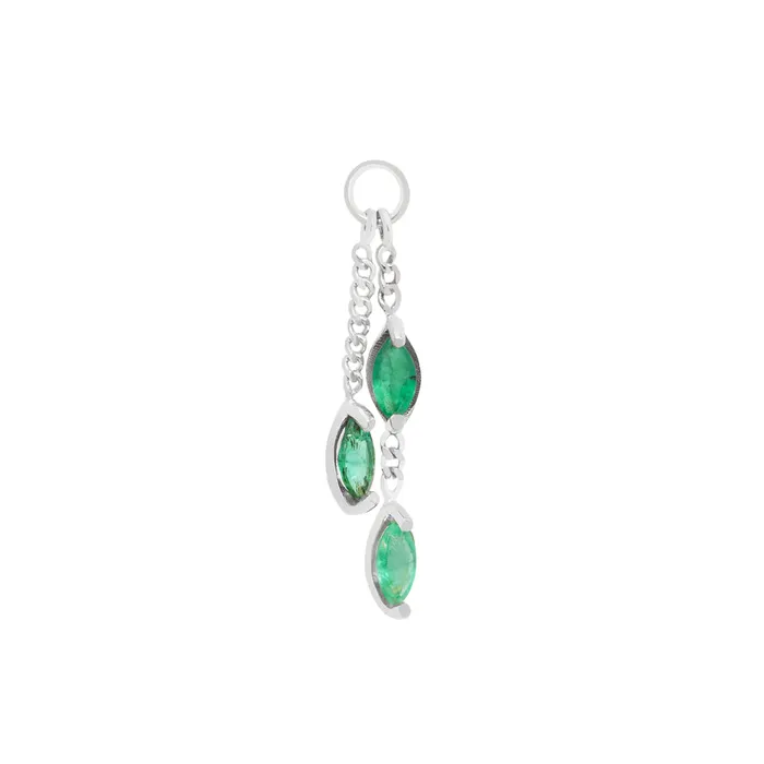 Earrings Maya Jewelry West Marin Chain Charm in Gold with Emerald