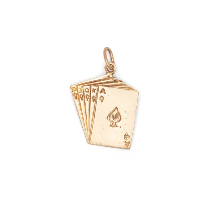 Earrings Royal Flush 14k Gold Card Charm Vintage