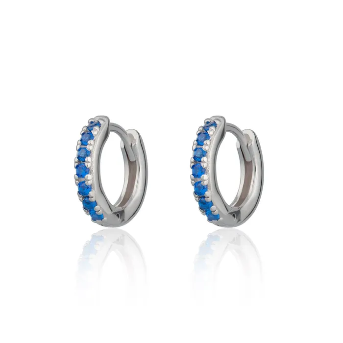 Earrings Scream Pretty Huggie Earrings with Blue Stones