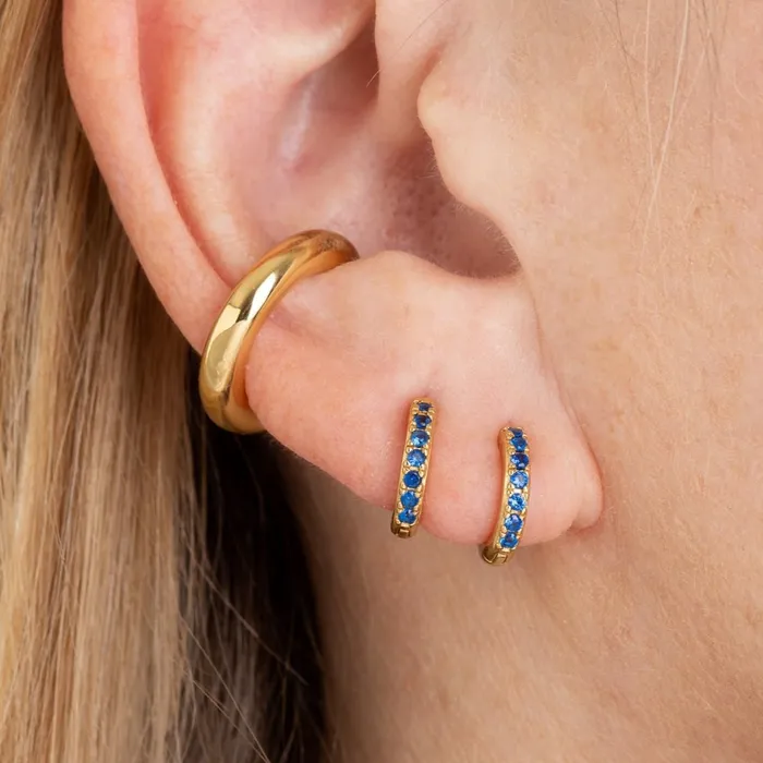 Earrings Scream Pretty Huggie Earrings with Blue Stones Earrings Scream Pretty Huggie Earrings with Blue Stones
