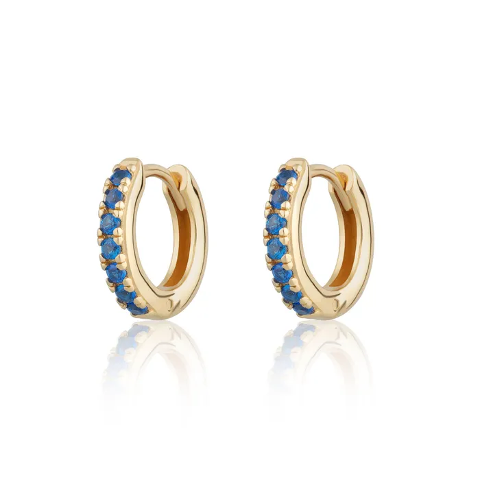 Earrings Scream Pretty Huggie Earrings with Blue Stones Earrings Scream Pretty Huggie Earrings with Blue Stones