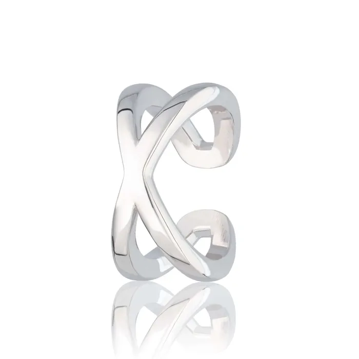 Earrings Scream Pretty Silver Cross Over Single Ear Cuff
