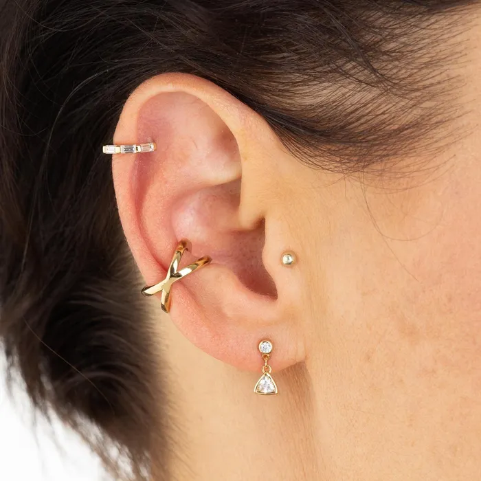 Earrings Scream Pretty Silver Cross Over Single Ear Cuff