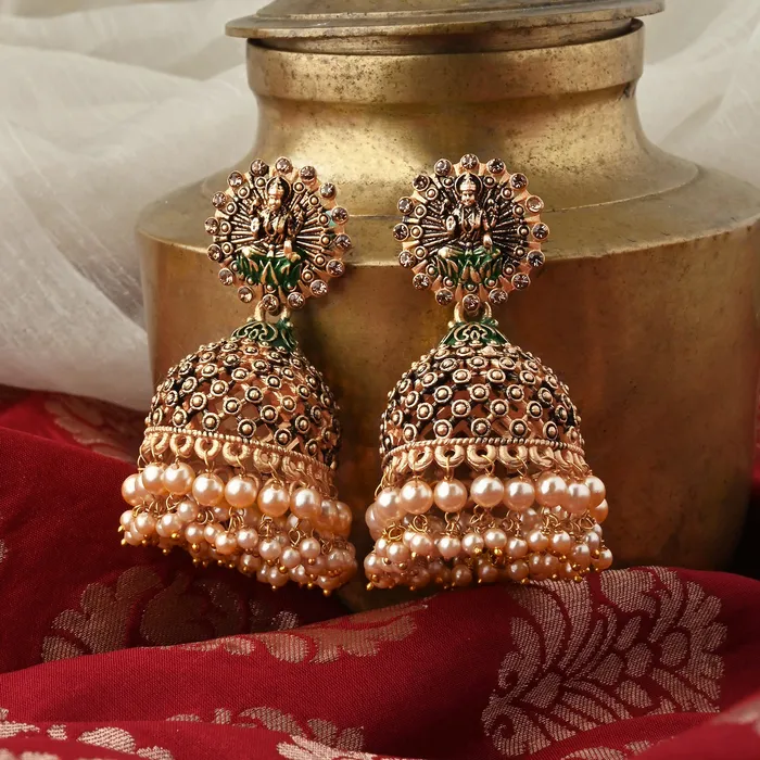 Earrings Teejh Teejh Chakriya Green Gold Enamel Earrings