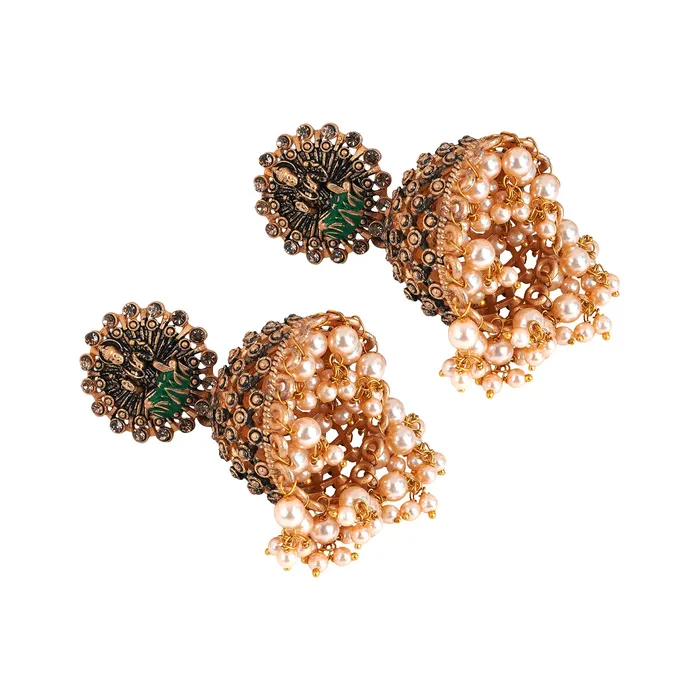 Earrings Teejh Teejh Chakriya Green Gold Enamel Earrings Earrings Teejh Teejh Chakriya Green Gold Enamel Earrings