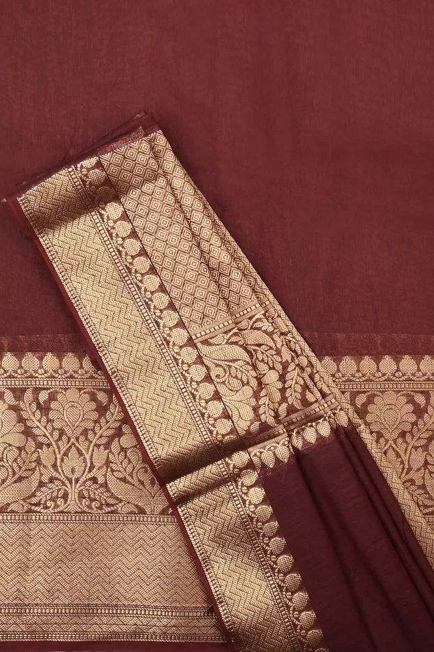 Earrings Teejh Teejh Darbhanga Maroon Banarasi Silk Linen Saree