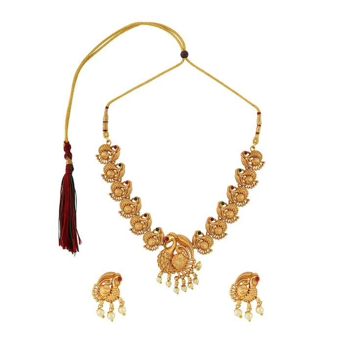 Earrings Teejh Teejh Royal Gold and Red Kundan Set