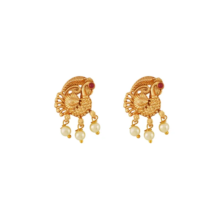 Earrings Teejh Teejh Royal Gold and Red Kundan Set