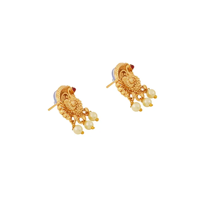 Earrings Teejh Teejh Royal Gold and Red Kundan Set