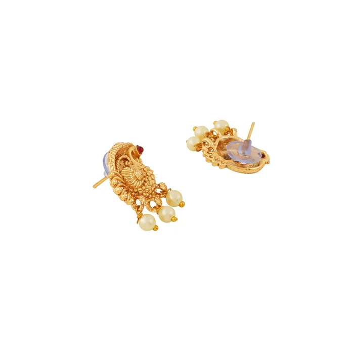 Earrings Teejh Teejh Royal Gold and Red Kundan Set