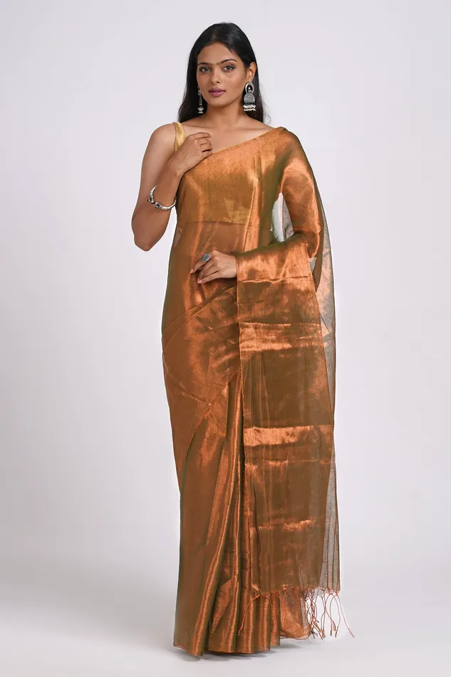 Earrings Teejh Trishika Rust Green Tissue Saree Teejh