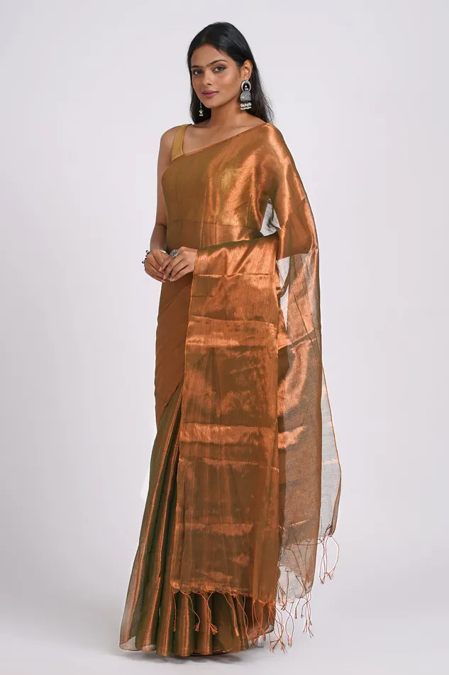 Earrings Teejh Trishika Rust Green Tissue Saree Teejh