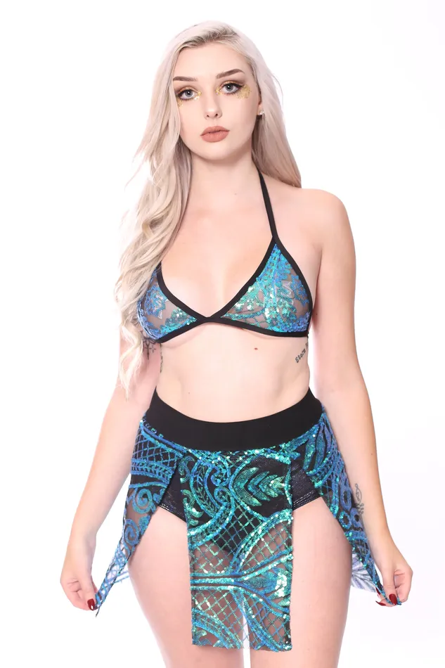 Earrings THE LUMI SHOP Mermaid Handcrafted Sequin Set Top Skirt