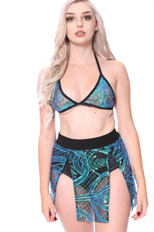Earrings THE LUMI SHOP Mermaid Handcrafted Sequin Set Top Skirt
