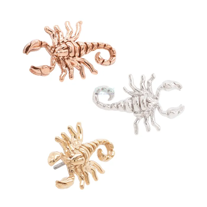 Earrings threadless Scorpion Pin in Gold Tawapa