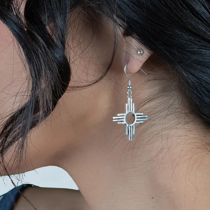 Earrings Turquoise Skies Enchantment Silver Zia Dangle Earrings