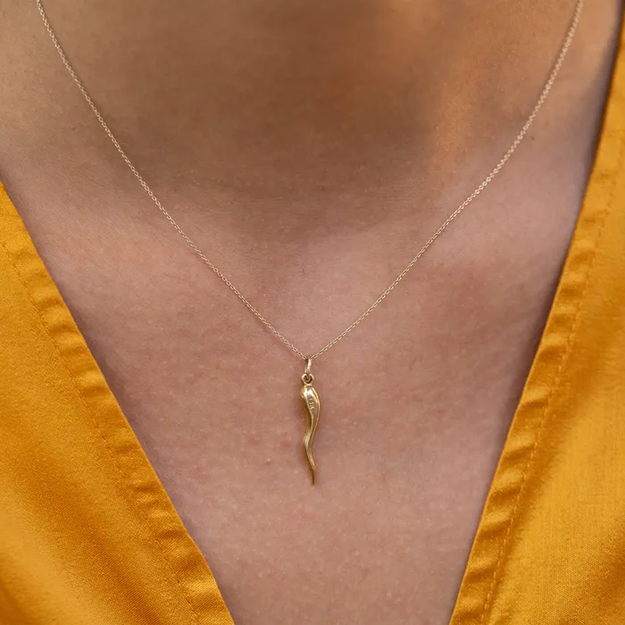 Earrings Vintage Small Cornicello 14k Gold Charm