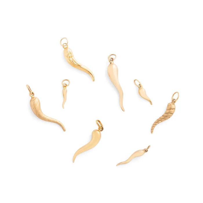 Earrings Vintage Small Cornicello 14k Gold Charm