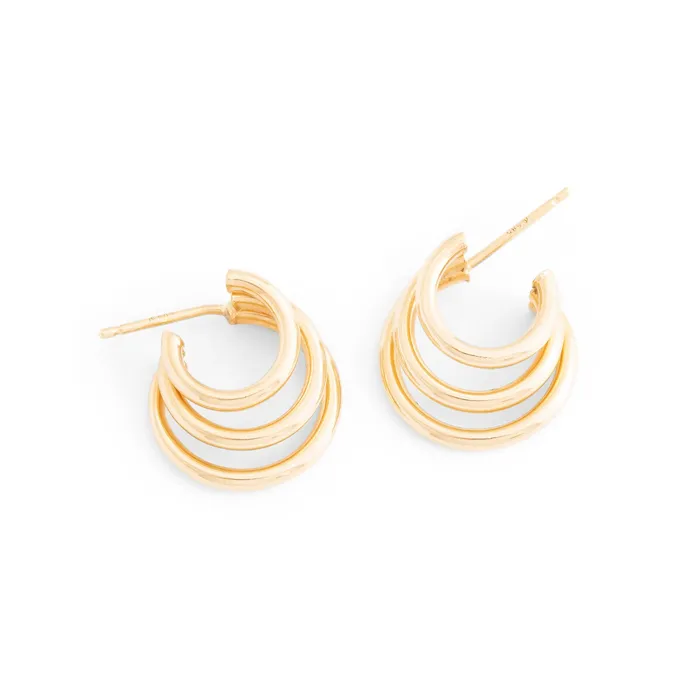 Earrings Vintage Triple Hoop 14k Gold Earrings