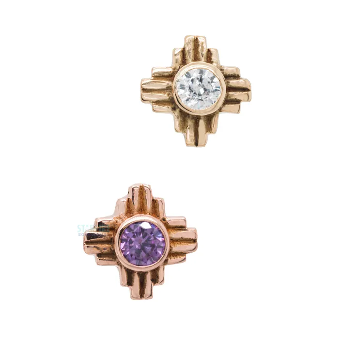 Earrings Zia Small Faceted Gem Threaded End in Gold LeRoi