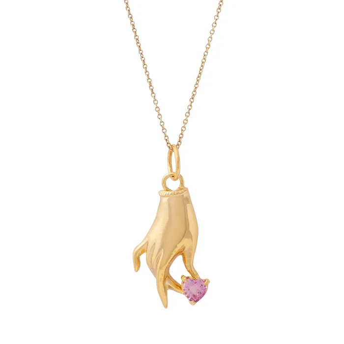 Fox Bond Originals Rings The FB Pink Sapphire Heart Hand Charm