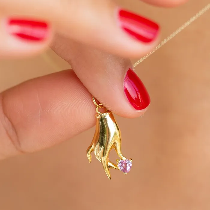 Fox Bond Originals Rings The FB Pink Sapphire Heart Hand Charm