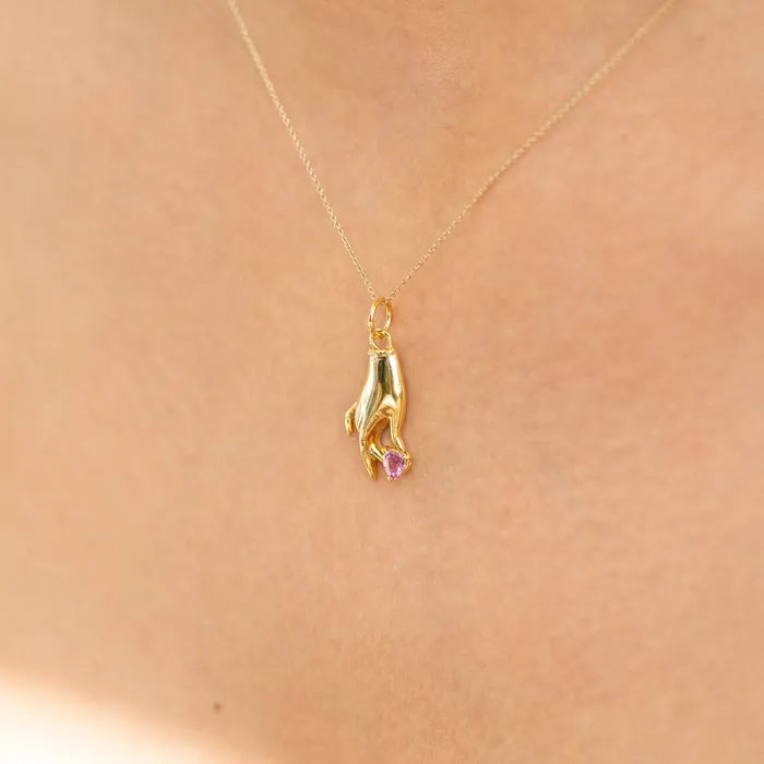 Fox Bond Originals Rings The FB Pink Sapphire Heart Hand Charm