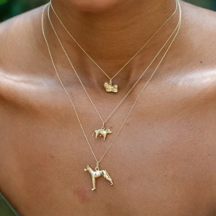 Great Dane 10K Gold Dog Charm Vintage Earrings