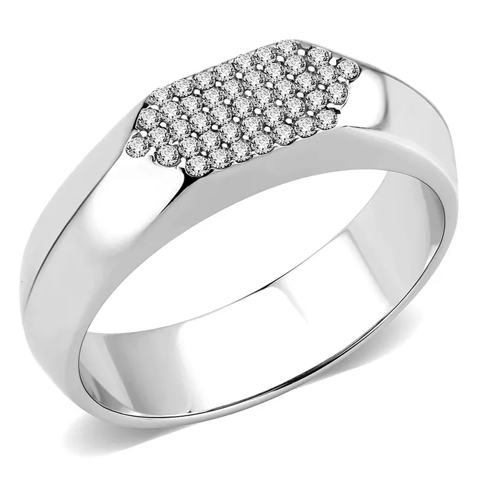 Green CJ302 Wholesale Mens Stainless Steel AAA Grade CZ Clear Ring Rings