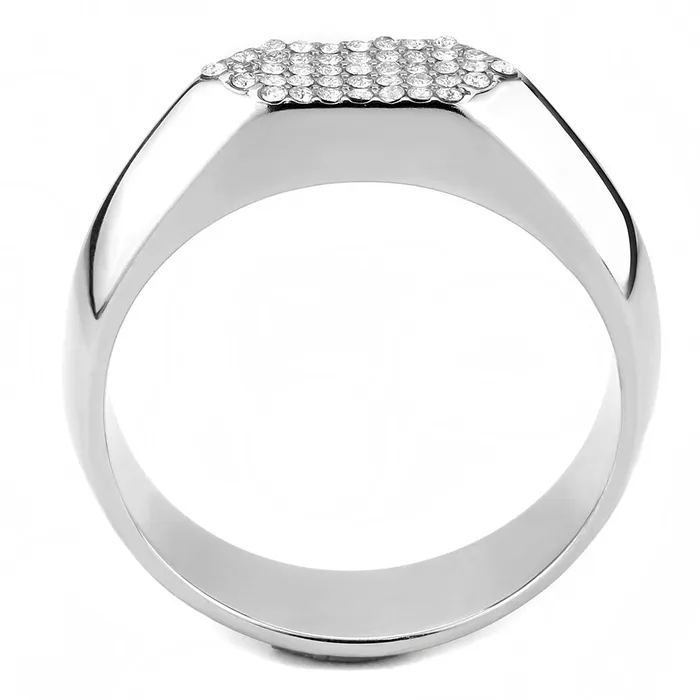 Green CJ302 Wholesale Mens Stainless Steel AAA Grade CZ Clear Ring Rings