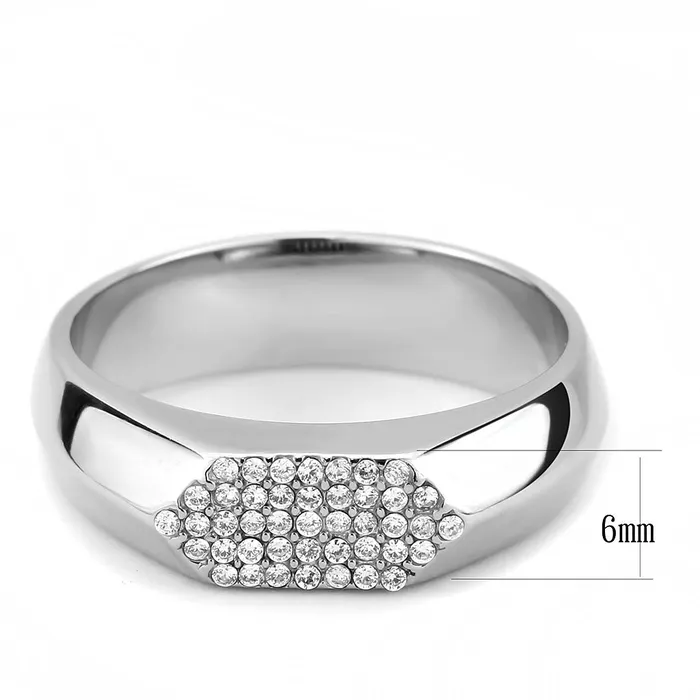 Green CJ302 Wholesale Mens Stainless Steel AAA Grade CZ Clear Ring Rings