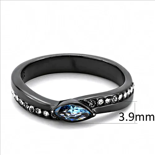 Green CJE3511 Wholesale Women Stainless Steel IP Light Black AAA Grade CZ Sea Blue Minimal Ring Rings