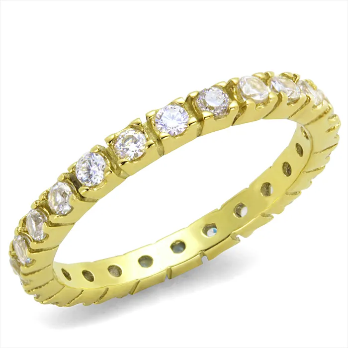 Green CJE45202G Gold Plated CZ Minimal Eternity Band Rings
