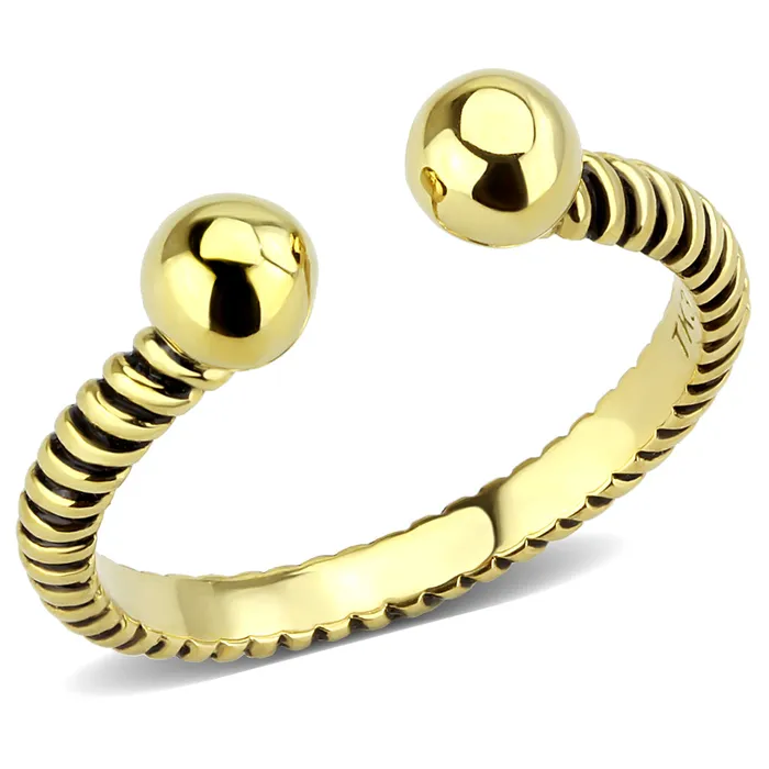 Green Rings CJ3719 Wholesale Womens Stainless Steel IP Gold Ribbed Minimal Cuff Ring Green Rings CJ3719 Wholesale Womens Stainless Steel IP Gold Ribbed Minimal Cuff Ring