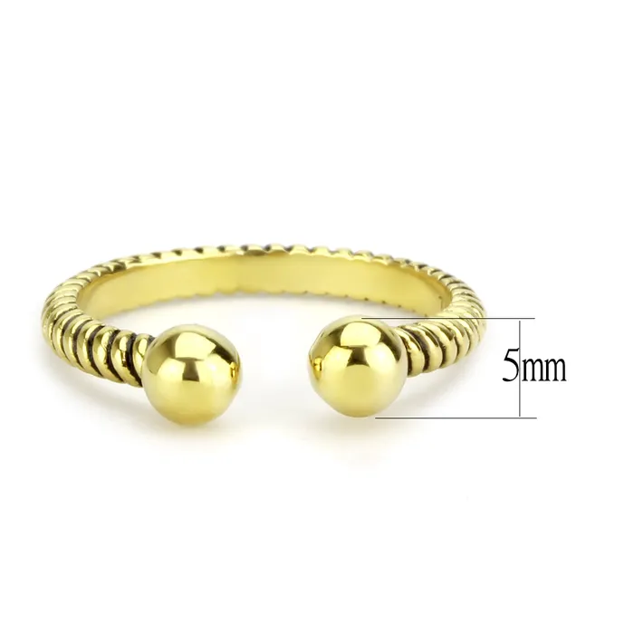 Green Rings CJ3719 Wholesale Womens Stainless Steel IP Gold Ribbed Minimal Cuff Ring