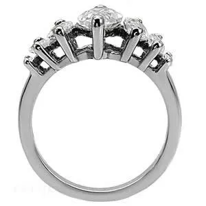 Green Rings CJ7691OS Wholesale Stainless Steel Graduated Marquise CZ Engagement Ring