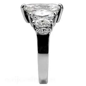 Green Rings CJ7691OS Wholesale Stainless Steel Graduated Marquise CZ Engagement Ring
