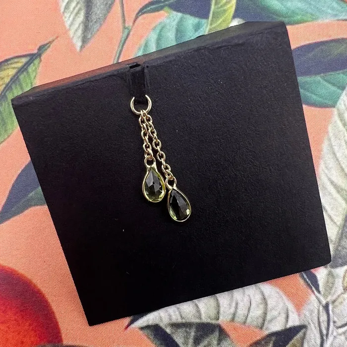 Hialeah Fine Jewelry Junto Chain Charm in Gold with Gemstones Earrings