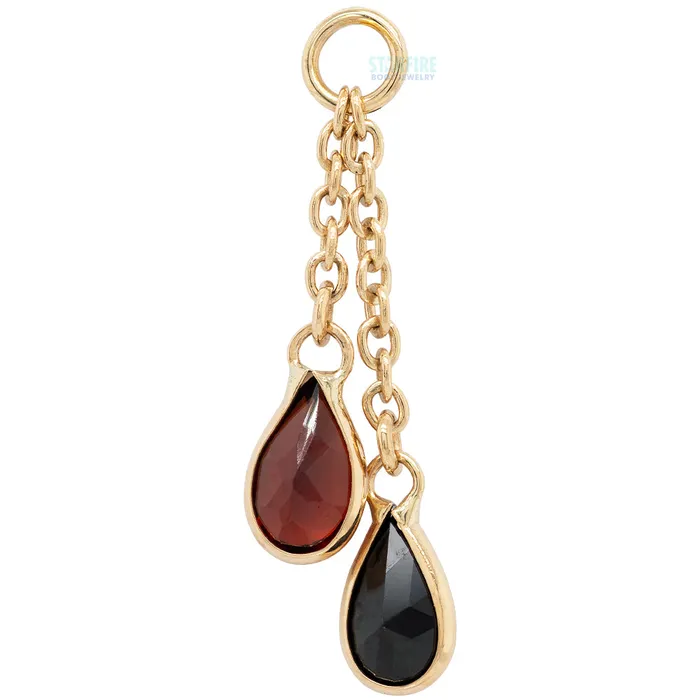 Hialeah Fine Jewelry Junto Chain Charm in Gold with Gemstones Earrings
