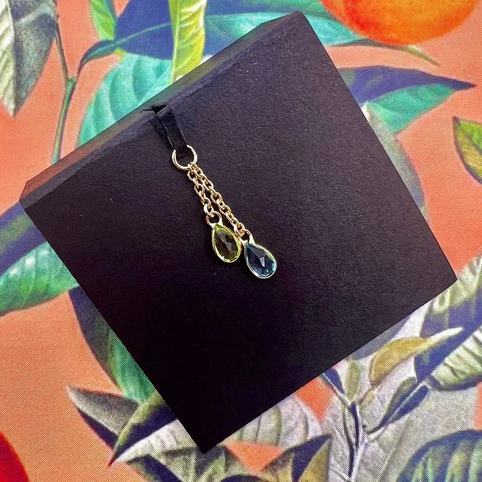 Hialeah Fine Jewelry Junto Chain Charm in Gold with Gemstones Earrings