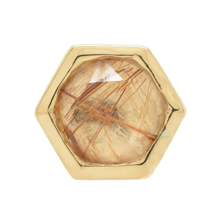 Honeycomb Threaded End in Gold with Rose Cut Rutilated Quartz Body Vision BVLA Earrings