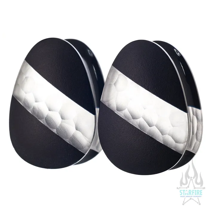 Hybrid Martele Glass Teardrop Plugs Gorilla Glass Earrings