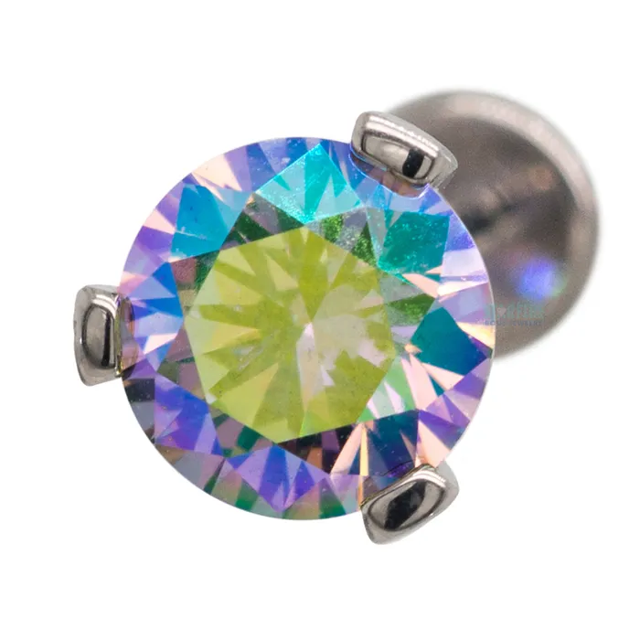 Industrial Strength IS 6mm 3 ProngSet Faceted Gem on Flatback Earrings